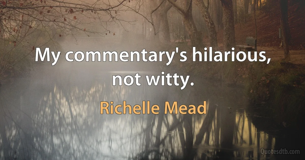 My commentary's hilarious, not witty. (Richelle Mead)