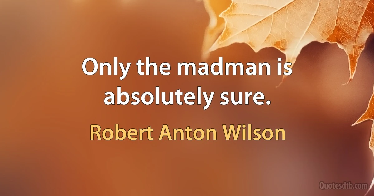 Only the madman is absolutely sure. (Robert Anton Wilson)