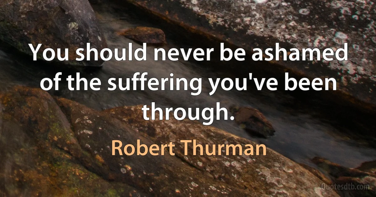 You should never be ashamed of the suffering you've been through. (Robert Thurman)