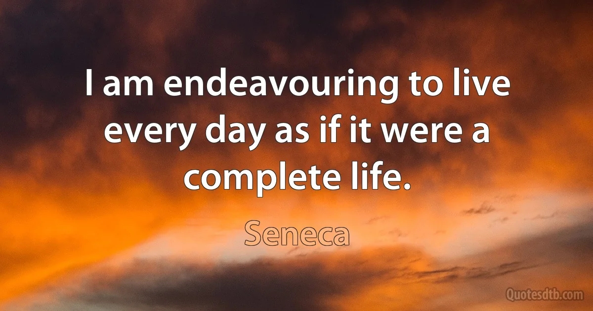 I am endeavouring to live every day as if it were a complete life. (Seneca)