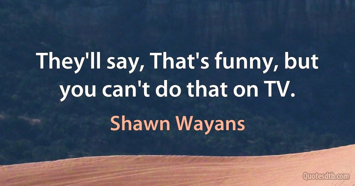 They'll say, That's funny, but you can't do that on TV. (Shawn Wayans)