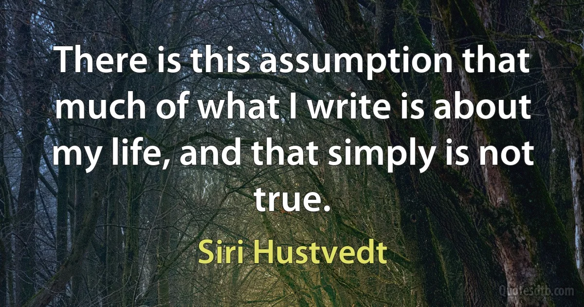 There is this assumption that much of what I write is about my life, and that simply is not true. (Siri Hustvedt)