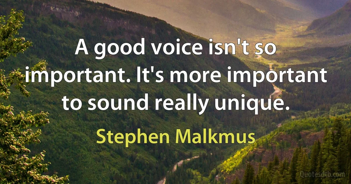 A good voice isn't so important. It's more important to sound really unique. (Stephen Malkmus)