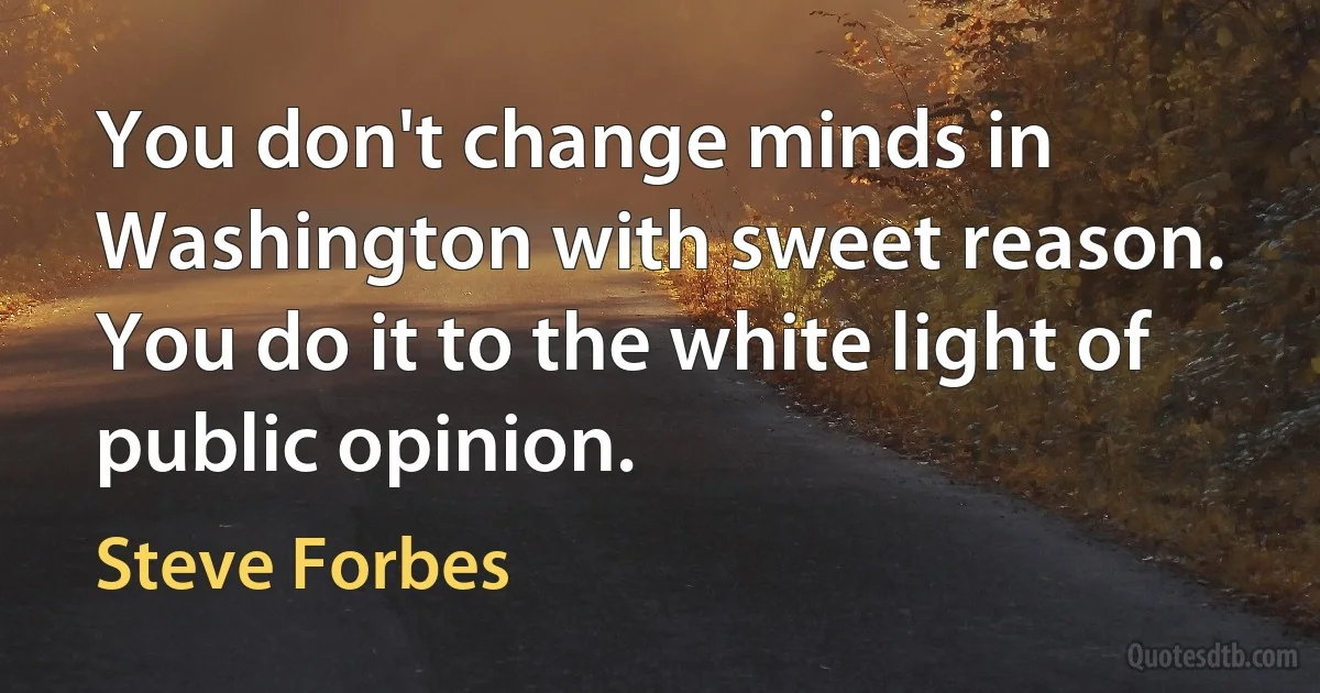 You don't change minds in Washington with sweet reason. You do it to the white light of public opinion. (Steve Forbes)