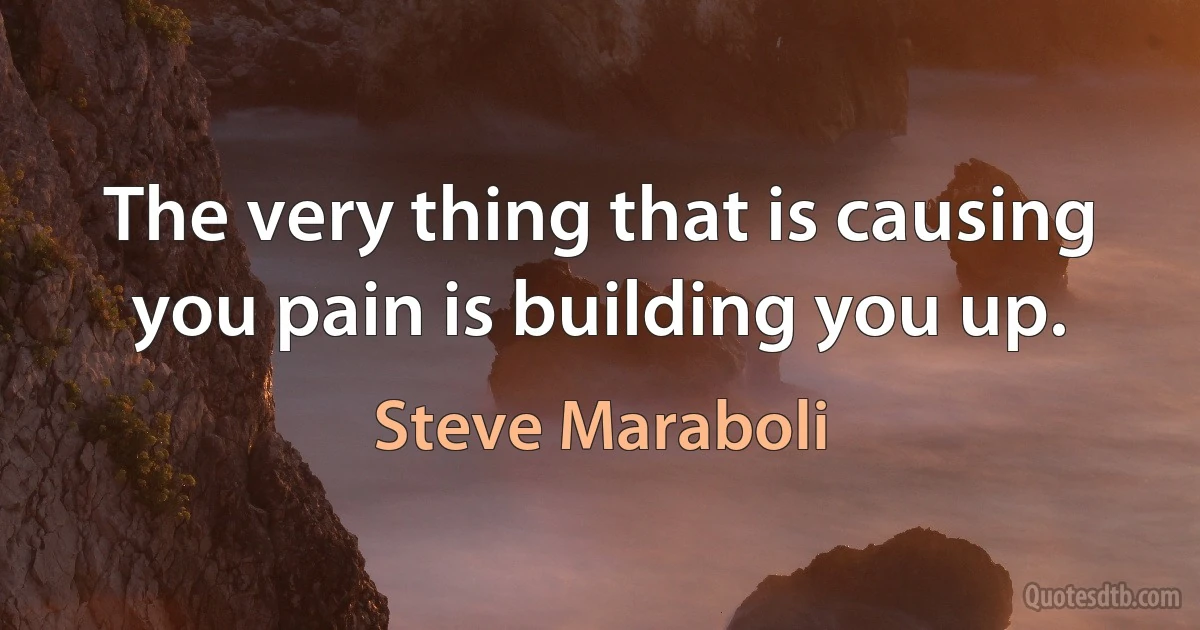 The very thing that is causing you pain is building you up. (Steve Maraboli)