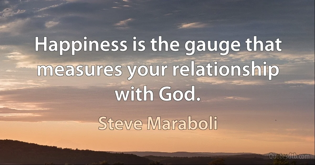 Happiness is the gauge that measures your relationship with God. (Steve Maraboli)