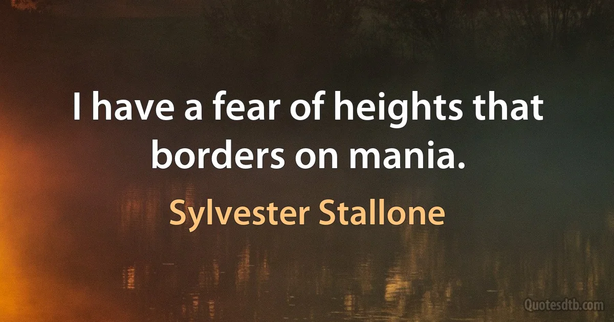 I have a fear of heights that borders on mania. (Sylvester Stallone)