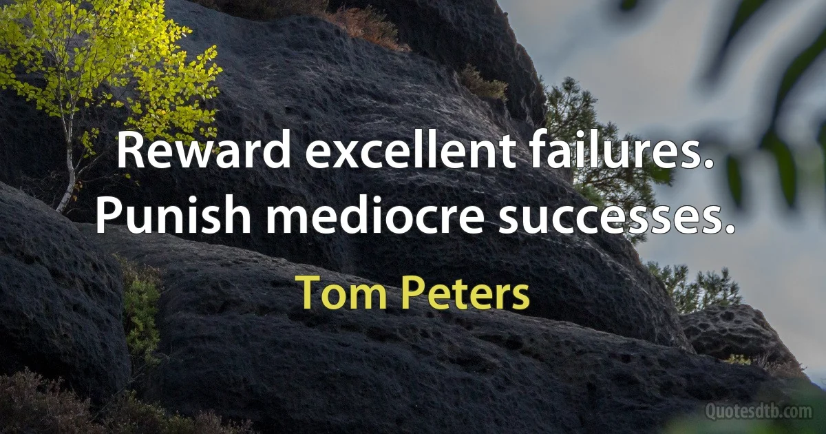 Reward excellent failures. Punish mediocre successes. (Tom Peters)