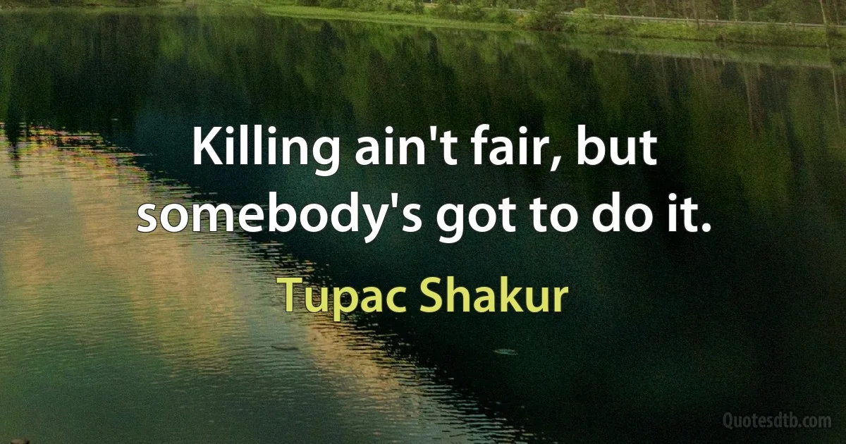 Killing ain't fair, but somebody's got to do it. (Tupac Shakur)