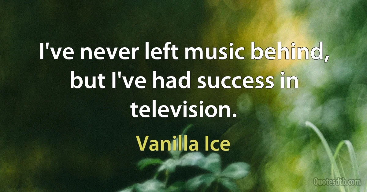 I've never left music behind, but I've had success in television. (Vanilla Ice)