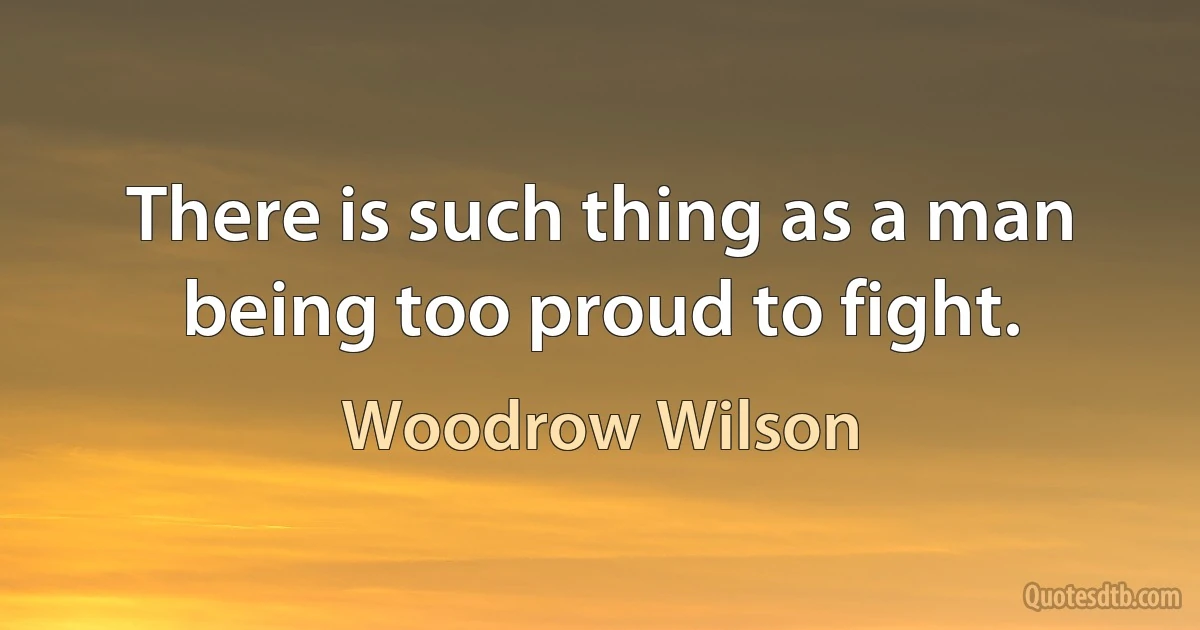 There is such thing as a man being too proud to fight. (Woodrow Wilson)