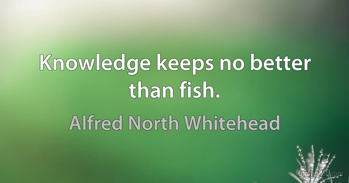 Knowledge keeps no better than fish. (Alfred North Whitehead)