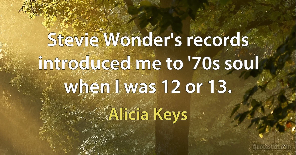 Stevie Wonder's records introduced me to '70s soul when I was 12 or 13. (Alicia Keys)