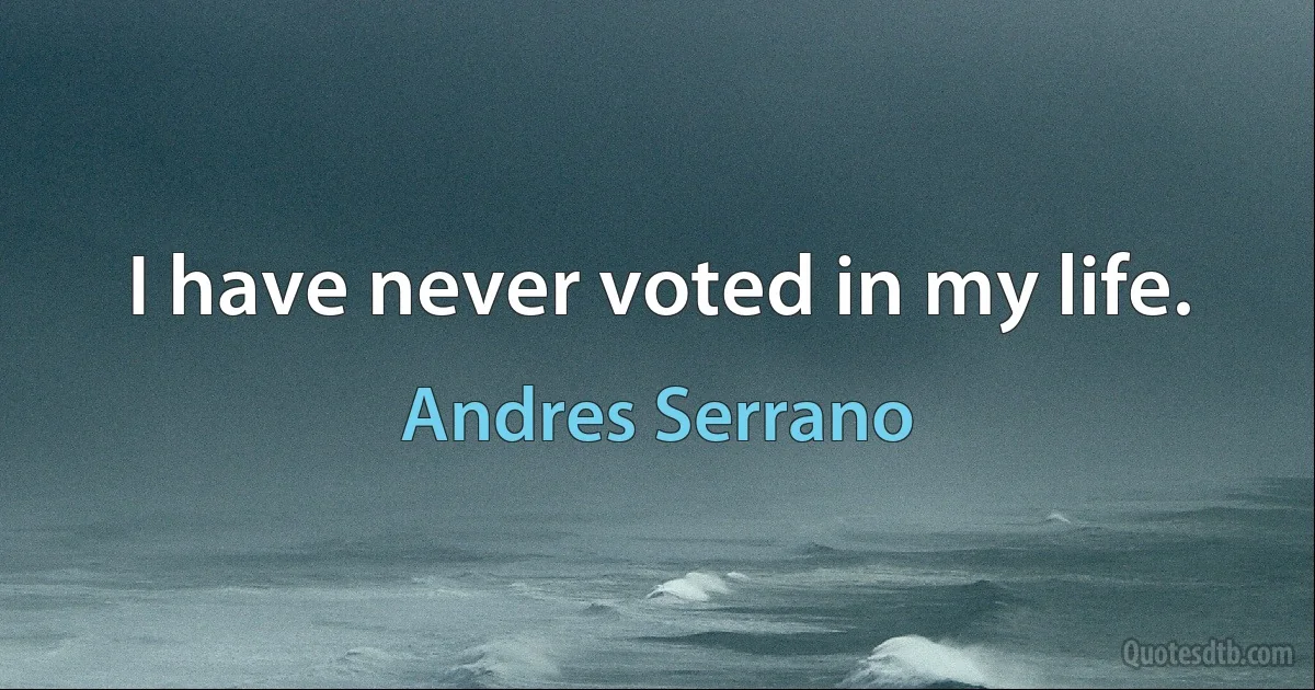 I have never voted in my life. (Andres Serrano)