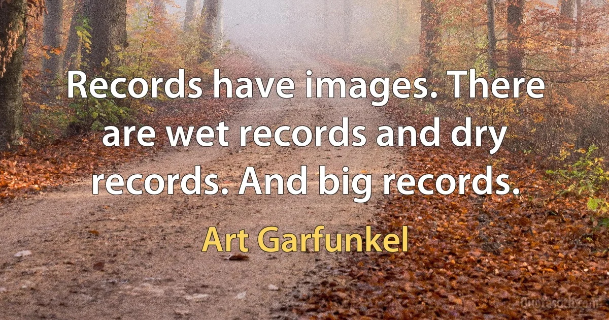 Records have images. There are wet records and dry records. And big records. (Art Garfunkel)