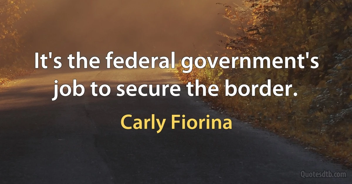 It's the federal government's job to secure the border. (Carly Fiorina)