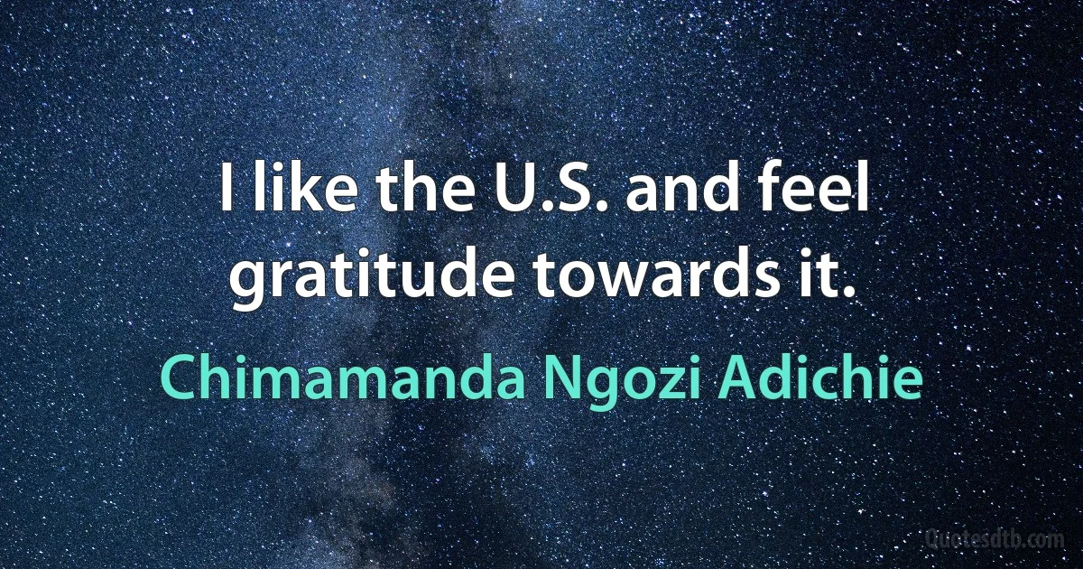 I like the U.S. and feel gratitude towards it. (Chimamanda Ngozi Adichie)