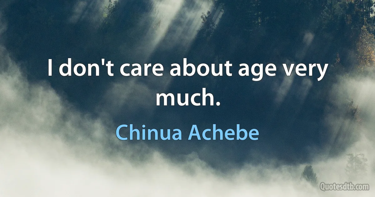 I don't care about age very much. (Chinua Achebe)