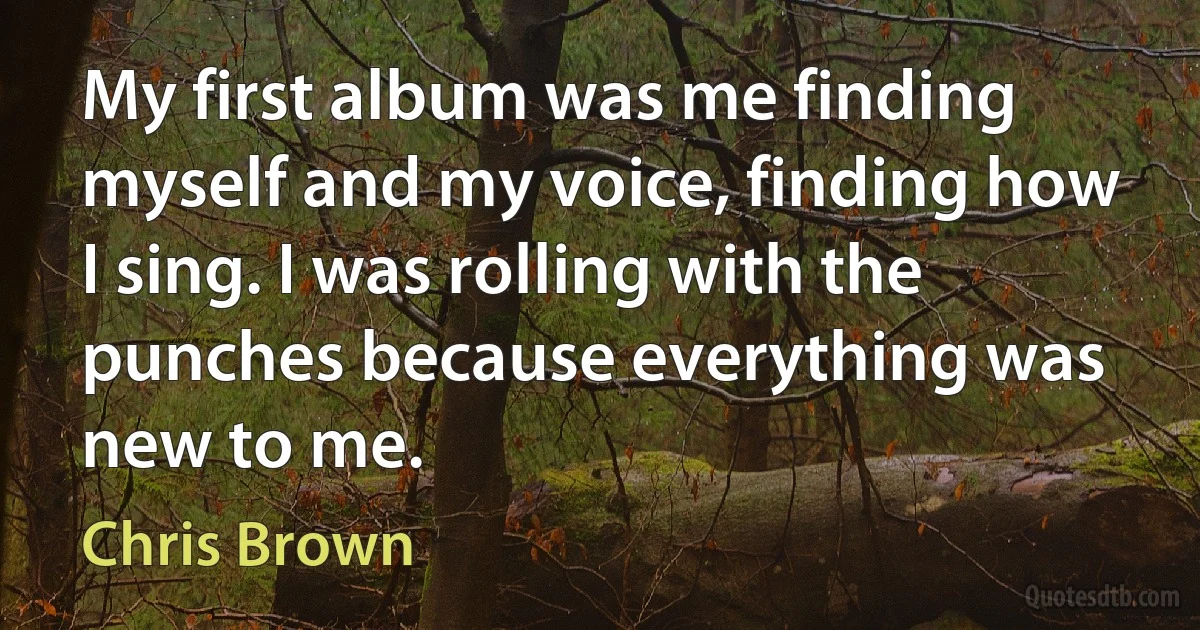 My first album was me finding myself and my voice, finding how I sing. I was rolling with the punches because everything was new to me. (Chris Brown)