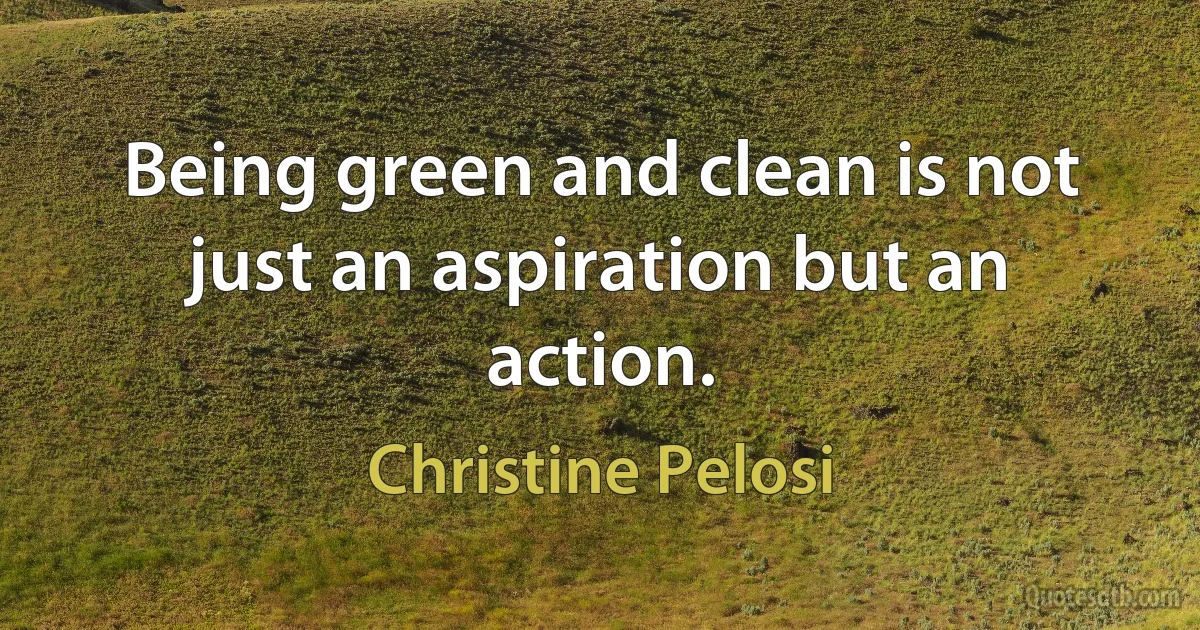 Being green and clean is not just an aspiration but an action. (Christine Pelosi)