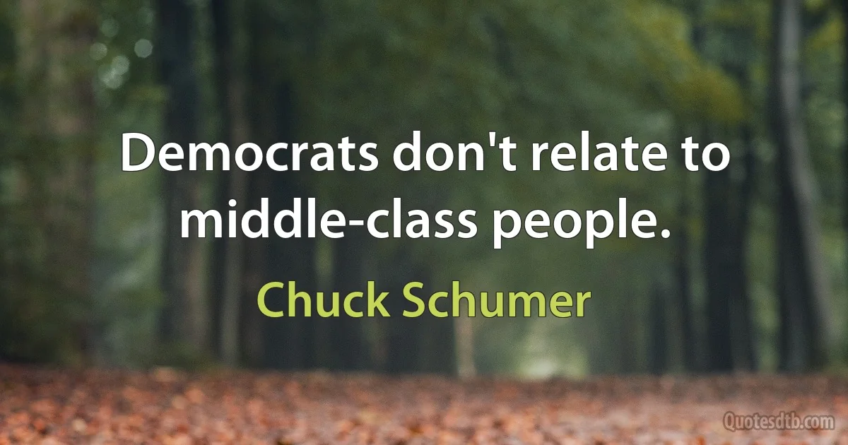 Democrats don't relate to middle-class people. (Chuck Schumer)