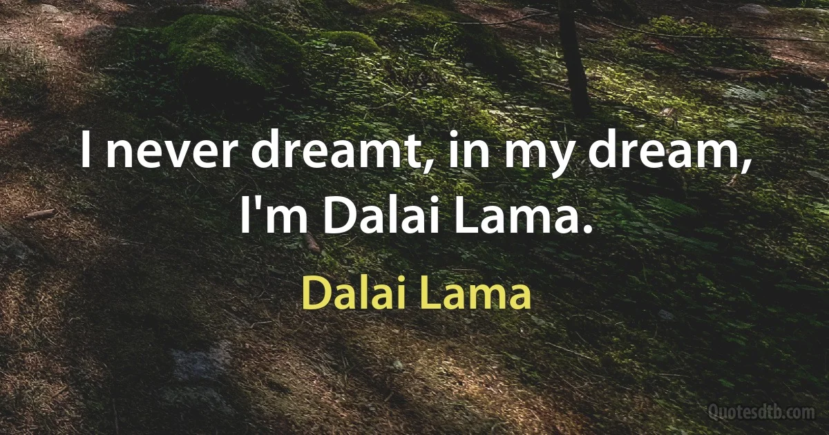 I never dreamt, in my dream, I'm Dalai Lama. (Dalai Lama)