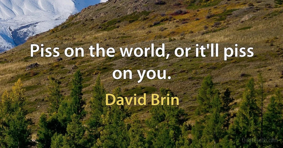 Piss on the world, or it'll piss on you. (David Brin)