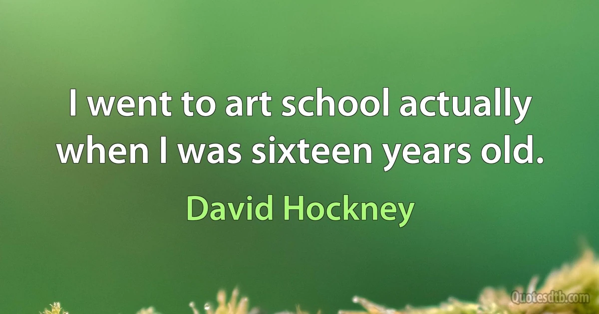 I went to art school actually when I was sixteen years old. (David Hockney)