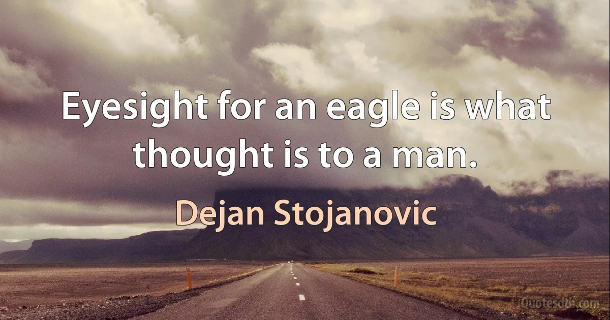 Eyesight for an eagle is what thought is to a man. (Dejan Stojanovic)