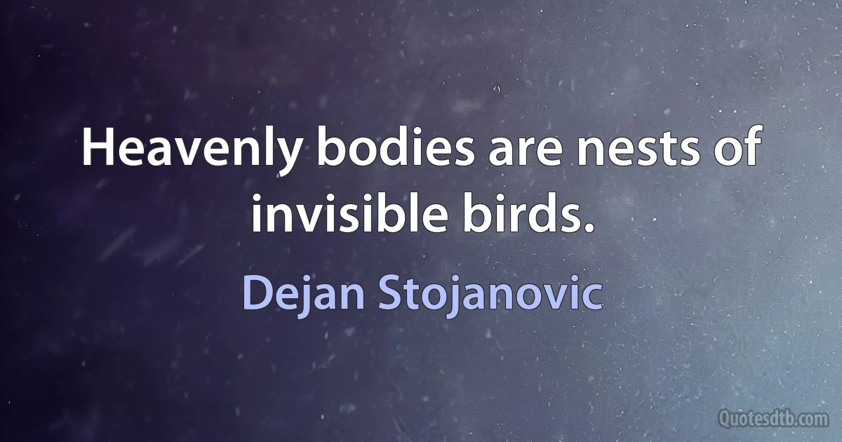 Heavenly bodies are nests of invisible birds. (Dejan Stojanovic)