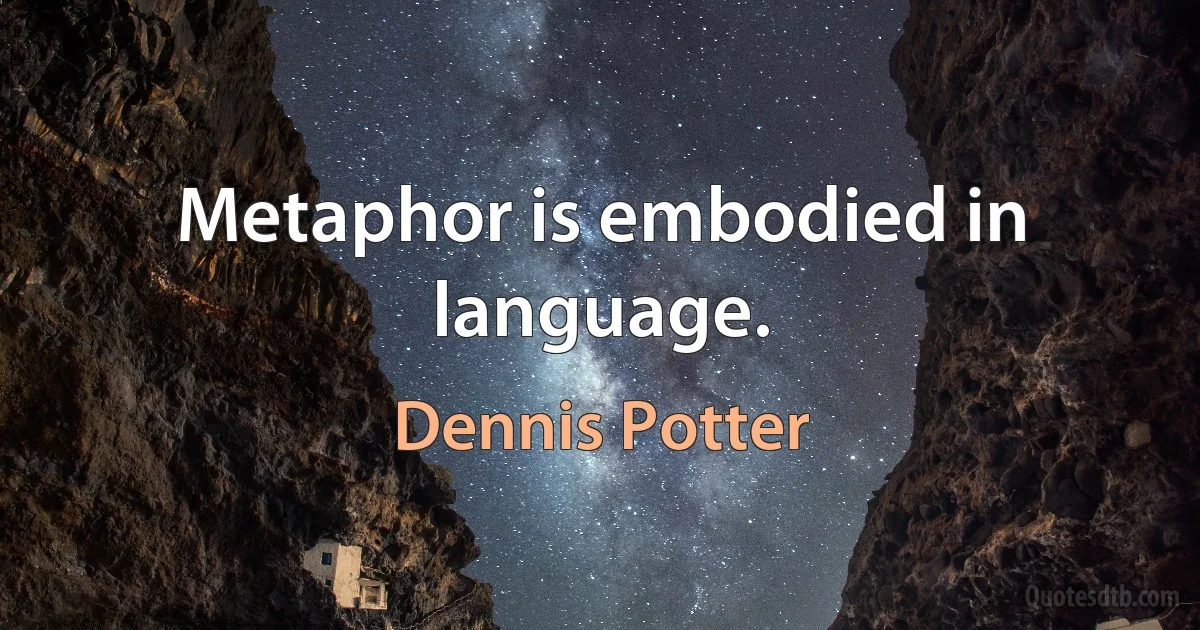 Metaphor is embodied in language. (Dennis Potter)