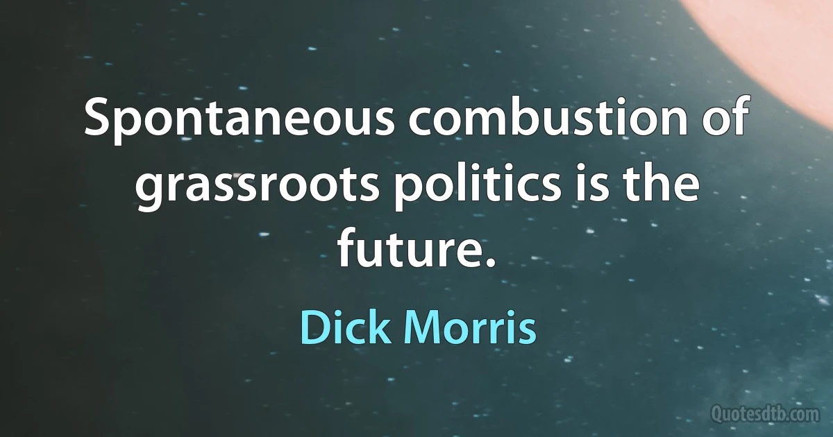 Spontaneous combustion of grassroots politics is the future. (Dick Morris)