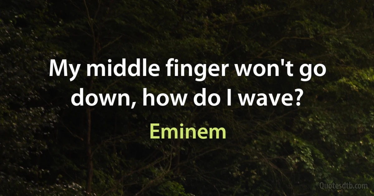 My middle finger won't go down, how do I wave? (Eminem)