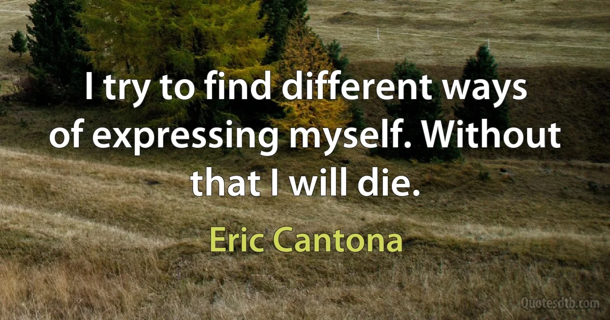 I try to find different ways of expressing myself. Without that I will die. (Eric Cantona)