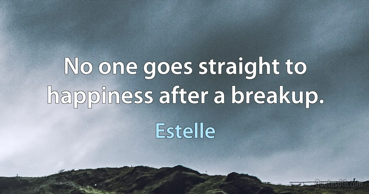 No one goes straight to happiness after a breakup. (Estelle)