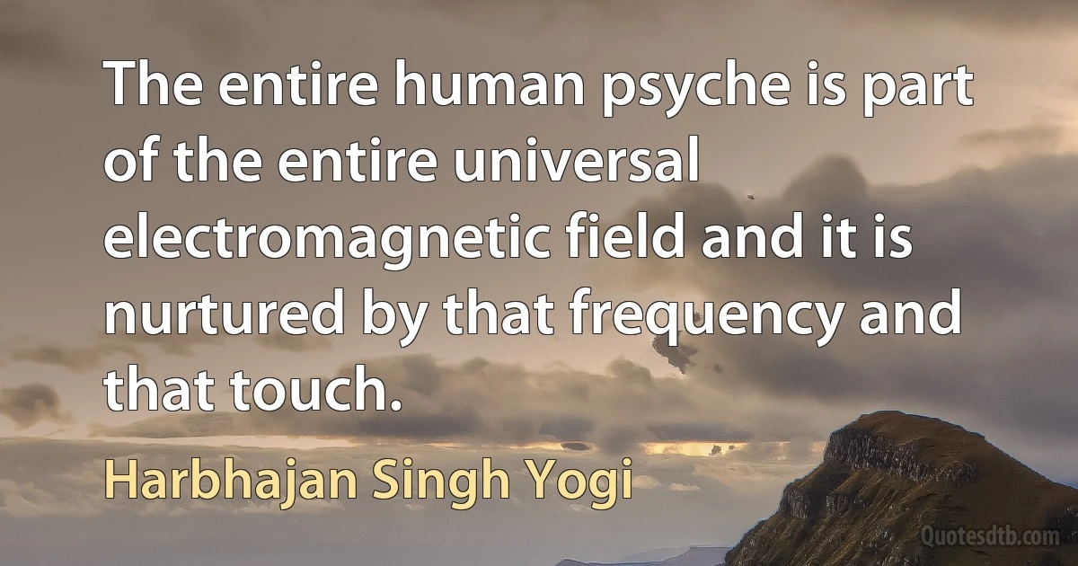 The entire human psyche is part of the entire universal electromagnetic field and it is nurtured by that frequency and that touch. (Harbhajan Singh Yogi)