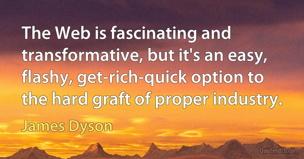 The Web is fascinating and transformative, but it's an easy, flashy, get-rich-quick option to the hard graft of proper industry. (James Dyson)