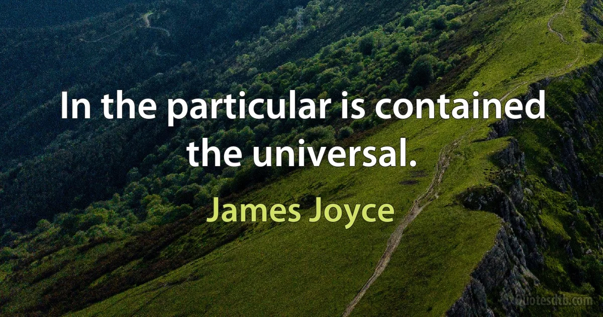 In the particular is contained the universal. (James Joyce)