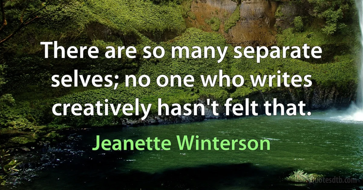 There are so many separate selves; no one who writes creatively hasn't felt that. (Jeanette Winterson)