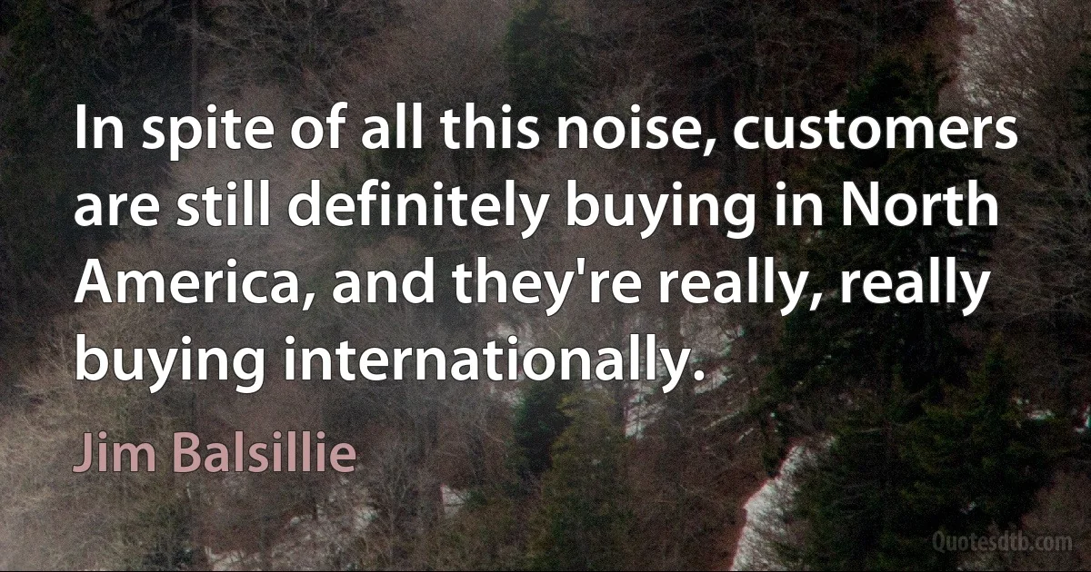 In spite of all this noise, customers are still definitely buying in North America, and they're really, really buying internationally. (Jim Balsillie)