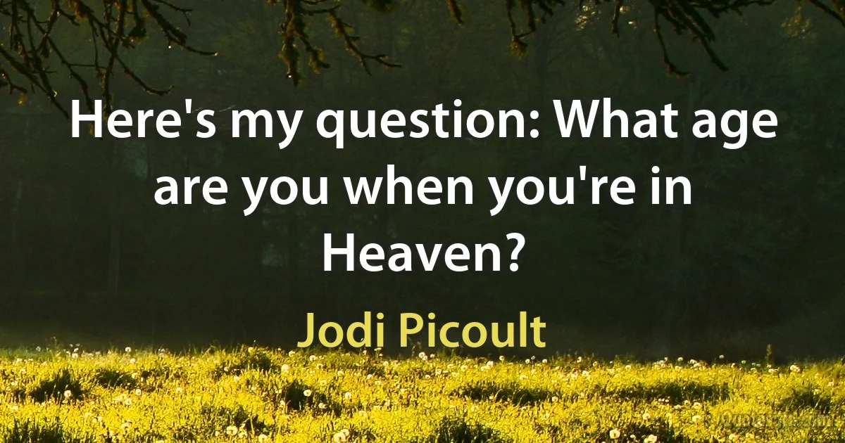 Here's my question: What age are you when you're in Heaven? (Jodi Picoult)