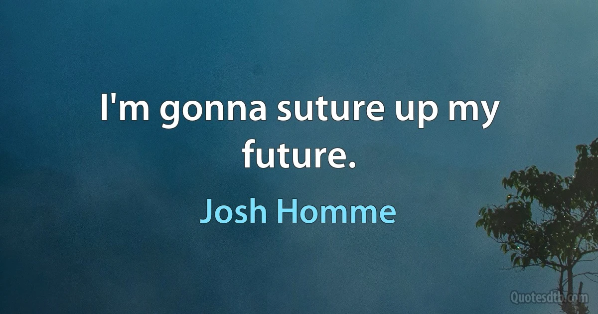 I'm gonna suture up my future. (Josh Homme)