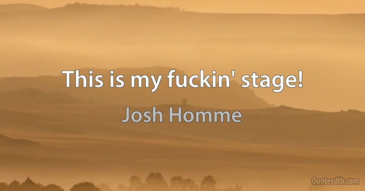 This is my fuckin' stage! (Josh Homme)