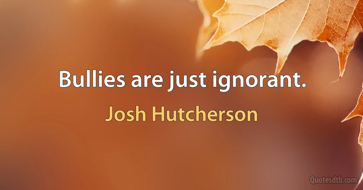 Bullies are just ignorant. (Josh Hutcherson)