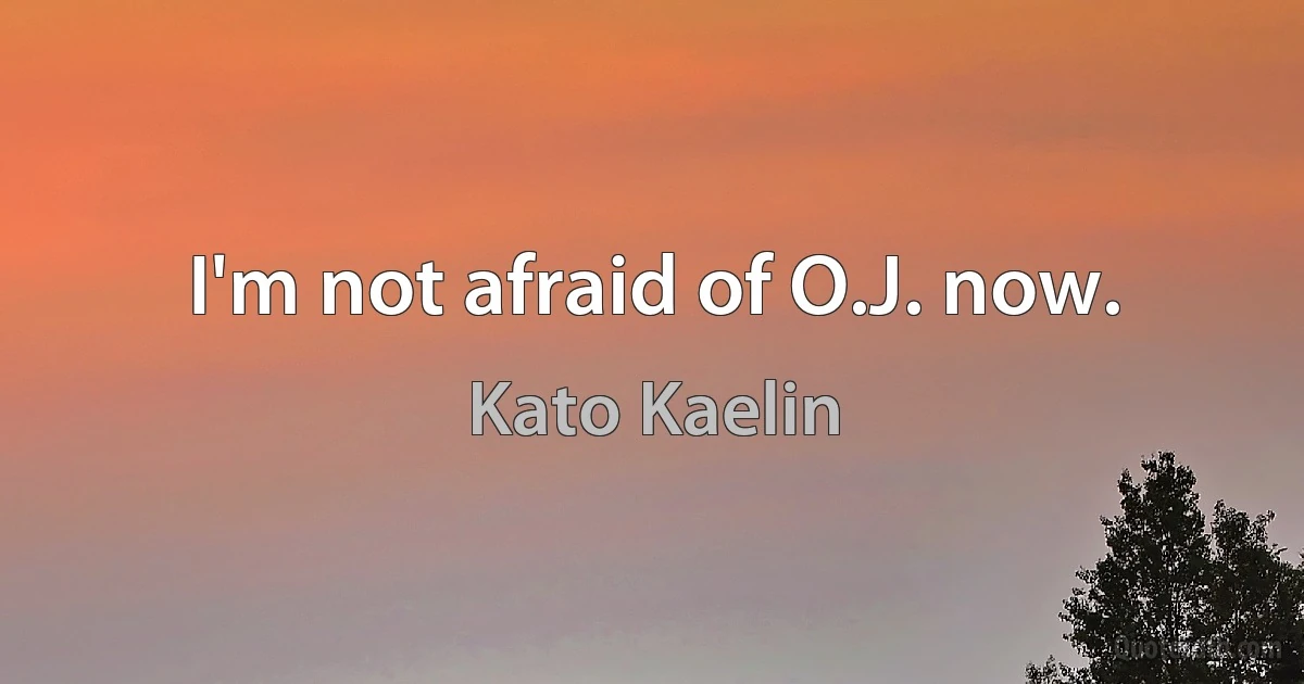 I'm not afraid of O.J. now. (Kato Kaelin)