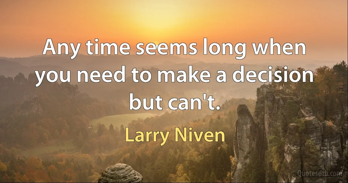 Any time seems long when you need to make a decision but can't. (Larry Niven)