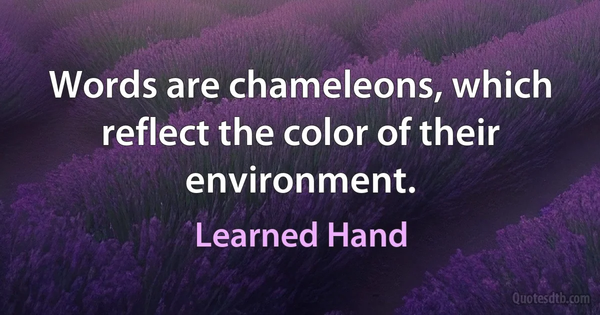 Words are chameleons, which reflect the color of their environment. (Learned Hand)