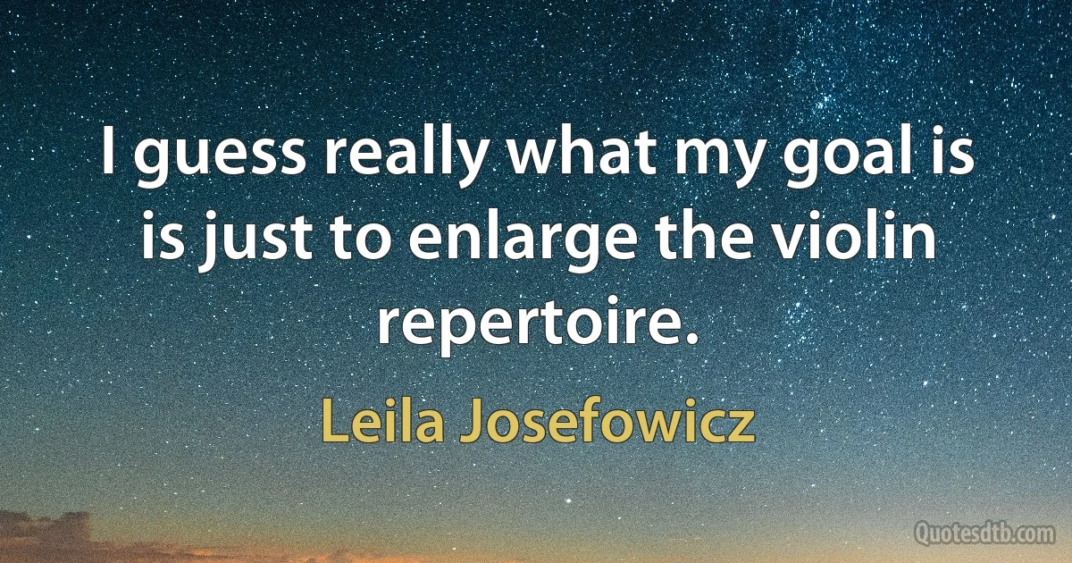 I guess really what my goal is is just to enlarge the violin repertoire. (Leila Josefowicz)