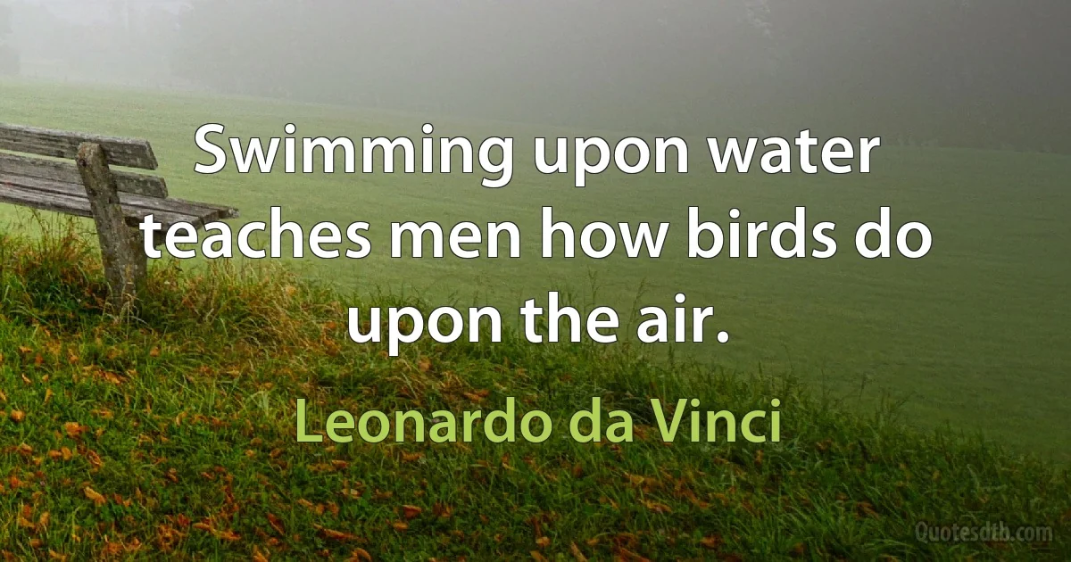 Swimming upon water teaches men how birds do upon the air. (Leonardo da Vinci)