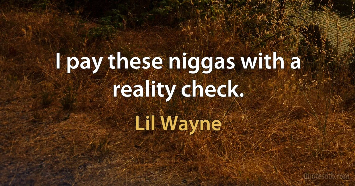 I pay these niggas with a reality check. (Lil Wayne)